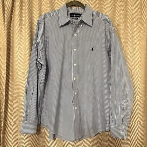 Ralph Lauren Classic Fit Men’s Button Up Long Sleeve Striped Oxford SZ 16 32/33